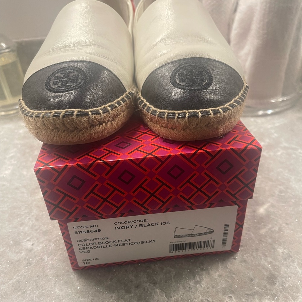 Black and cream espadrilles